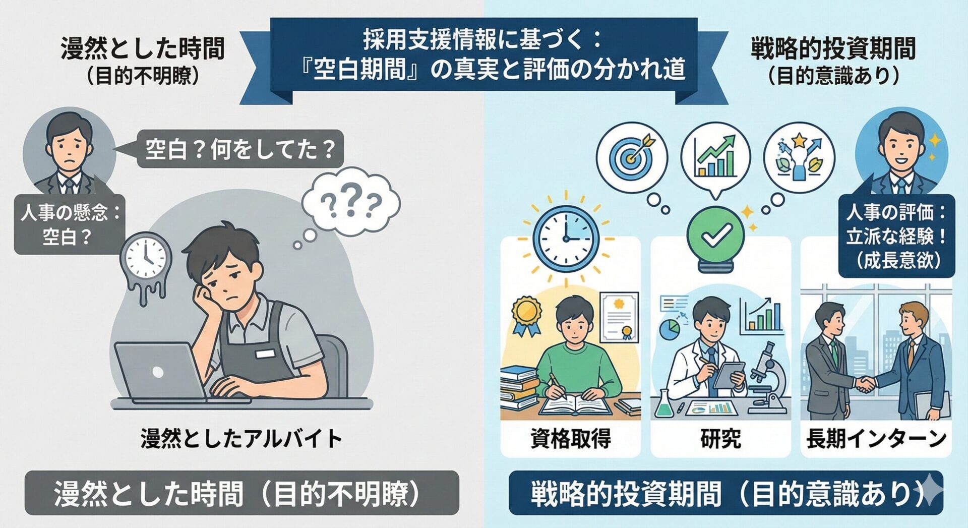 空白期間のバイトについての図解