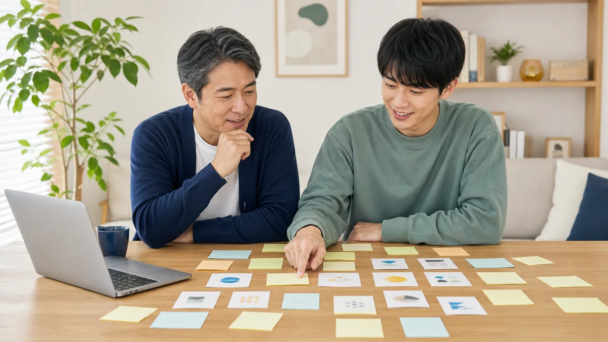高学歴でも内定ゼロの子どもが親と応募先の選択肢を広げている様子