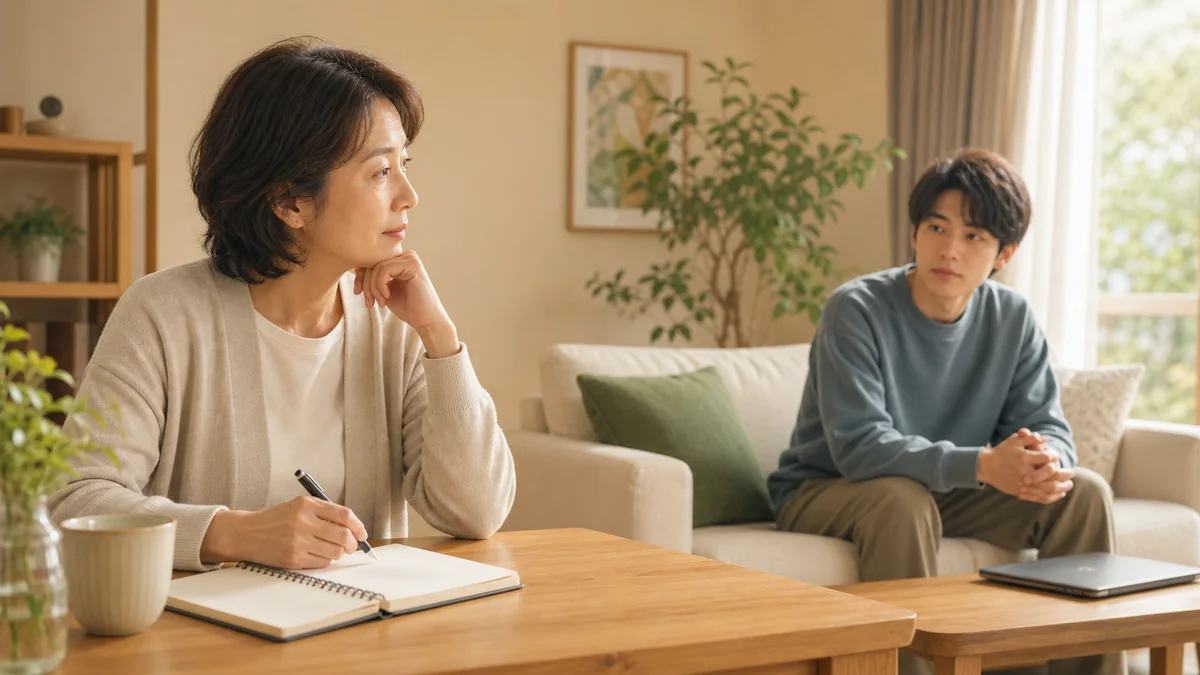 就活が止まっている子どもを責めずに親が外部支援を考えている様子