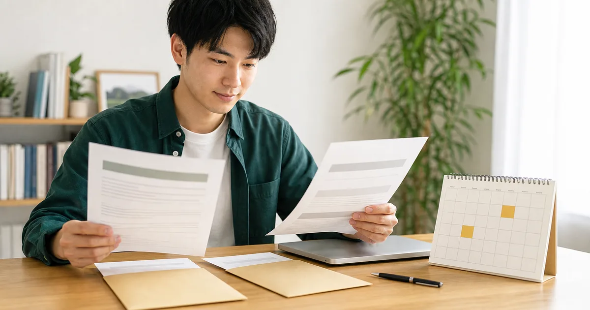 内定通知と内々定通知、承諾期限をカレンダーで見比べる就活生